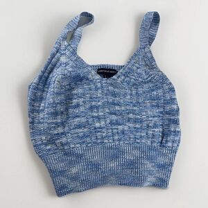 Streetwear Society Women’s Knitted Light Blue Crop Top Large Sleeveless Strap